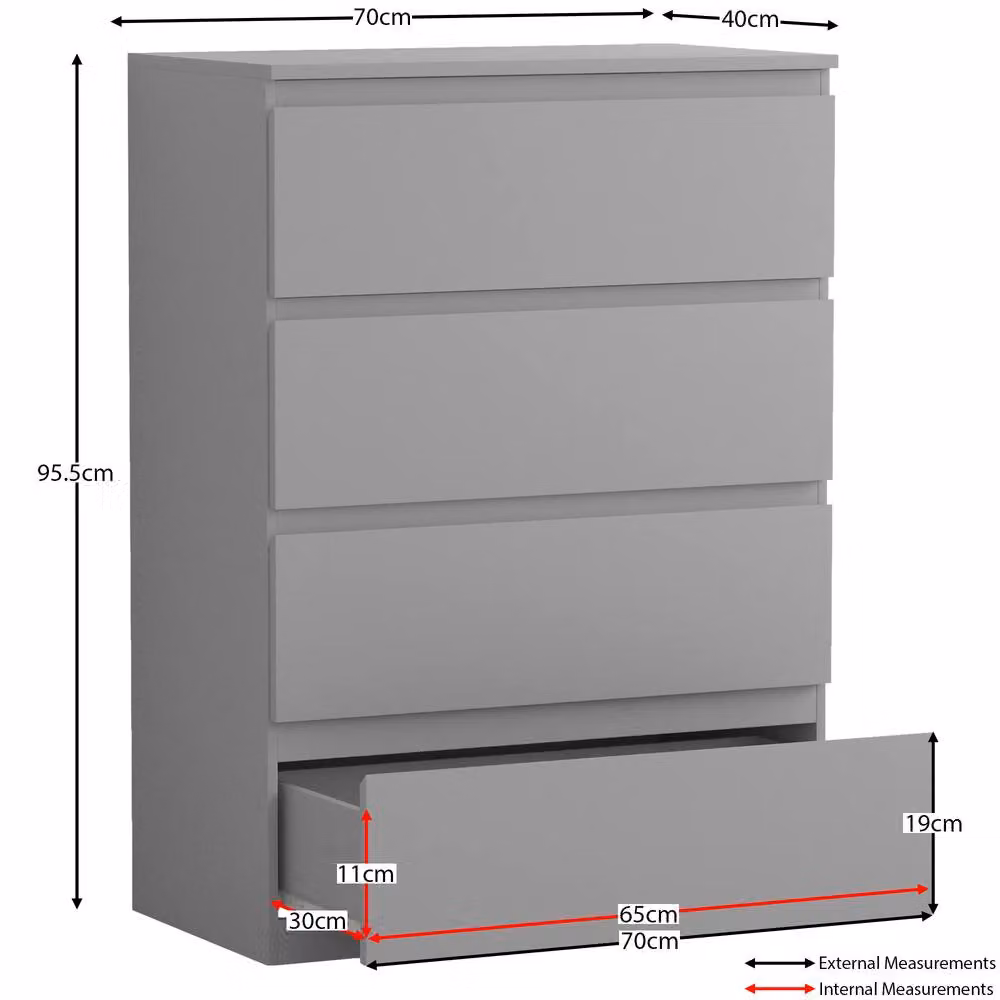 HD Designs Denver 4 Drawer Chest of Drawers in Grey – 2