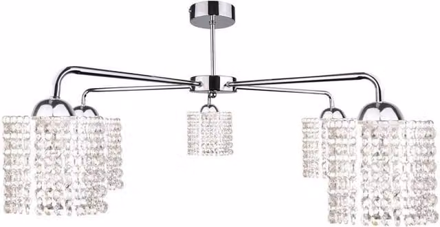 Netlighting Diament Multi Arm Semi Flush Ceiling Light in Silver, Diameter: 60 cm, 5x E27