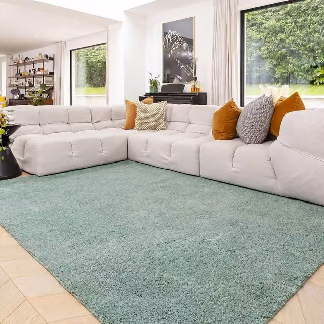 Kukoon Blue Washable Shaggy Rug, Duck Egg Blue, W/D/H: 120 x 170 cm – 1