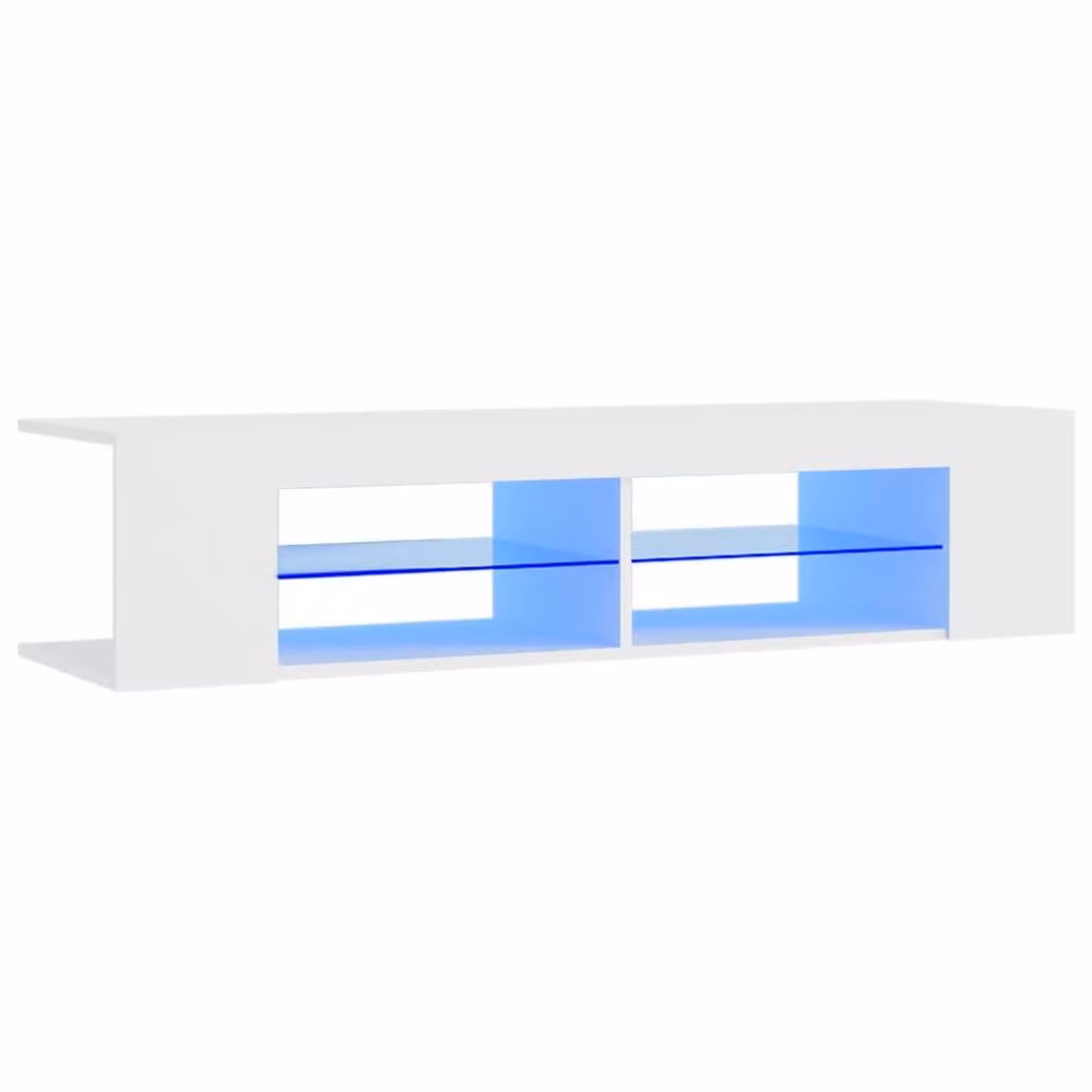 Berkfield Home Modern White TV Cabinet with LED Lights W: 135 cm, D: 39 cm, H: 30 cm – 2