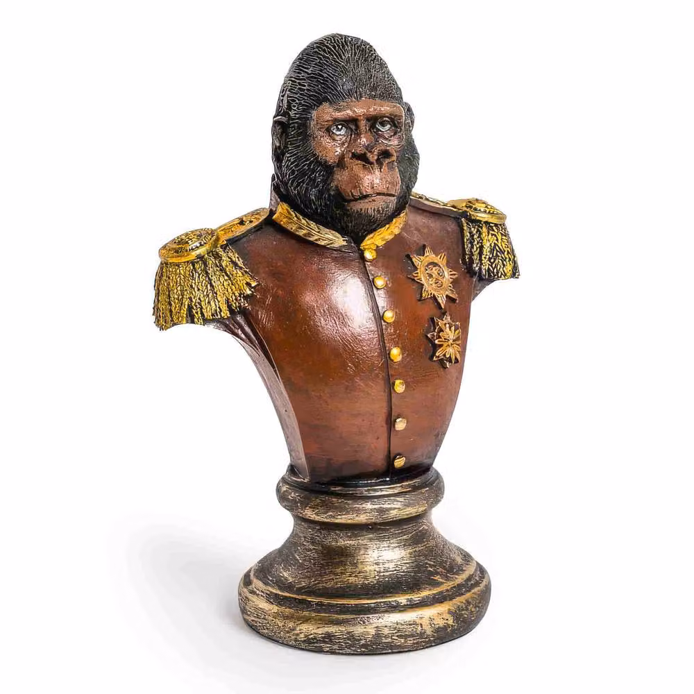 Madison & Mayfair Gentry Gorilla Bust Sculpture in Red and Dark Brown – 2