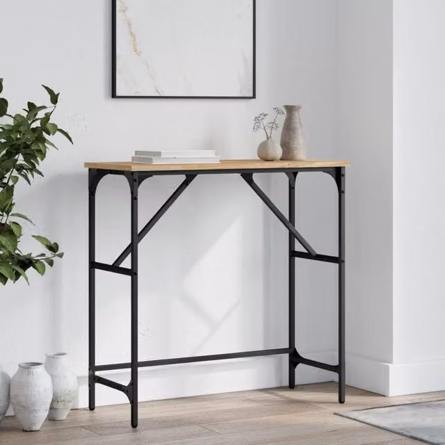 Berkfield Home Sonoma Oak Console Table in Brown, W/D/H: 75 x 32 x 75 cm