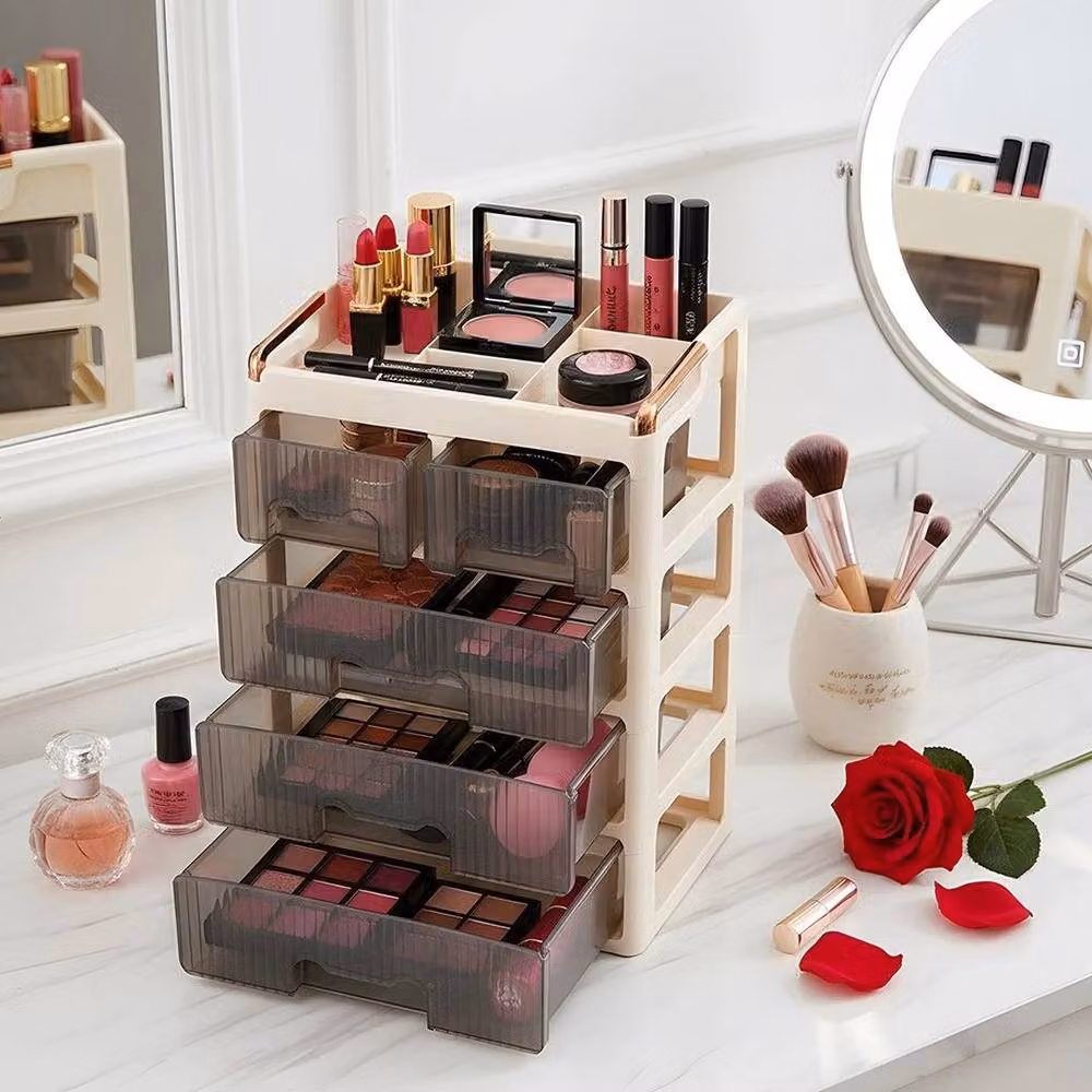 Kelvenix 4 Tier B Makeup Organizer and Cosmetic Storage Box in White – 4