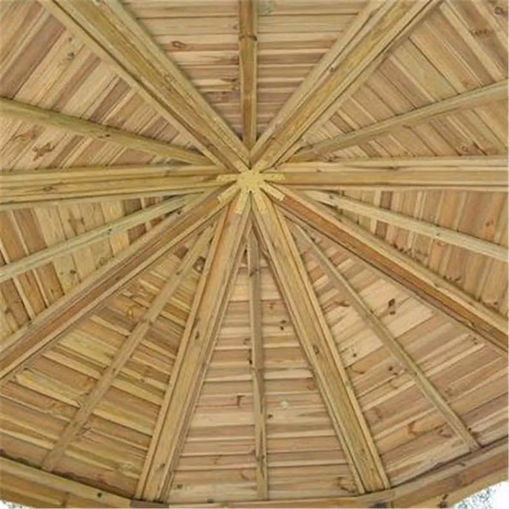 Cheshire Pressure Treated Octagonal Wood Gazebo with Open Trellis Sides and Floor in Light Oak – 3