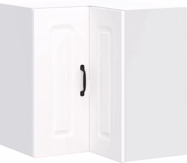 Berkfield Home Kalmar White Wall Mounted Kitchen Corner Cabinet in Matt MDF
