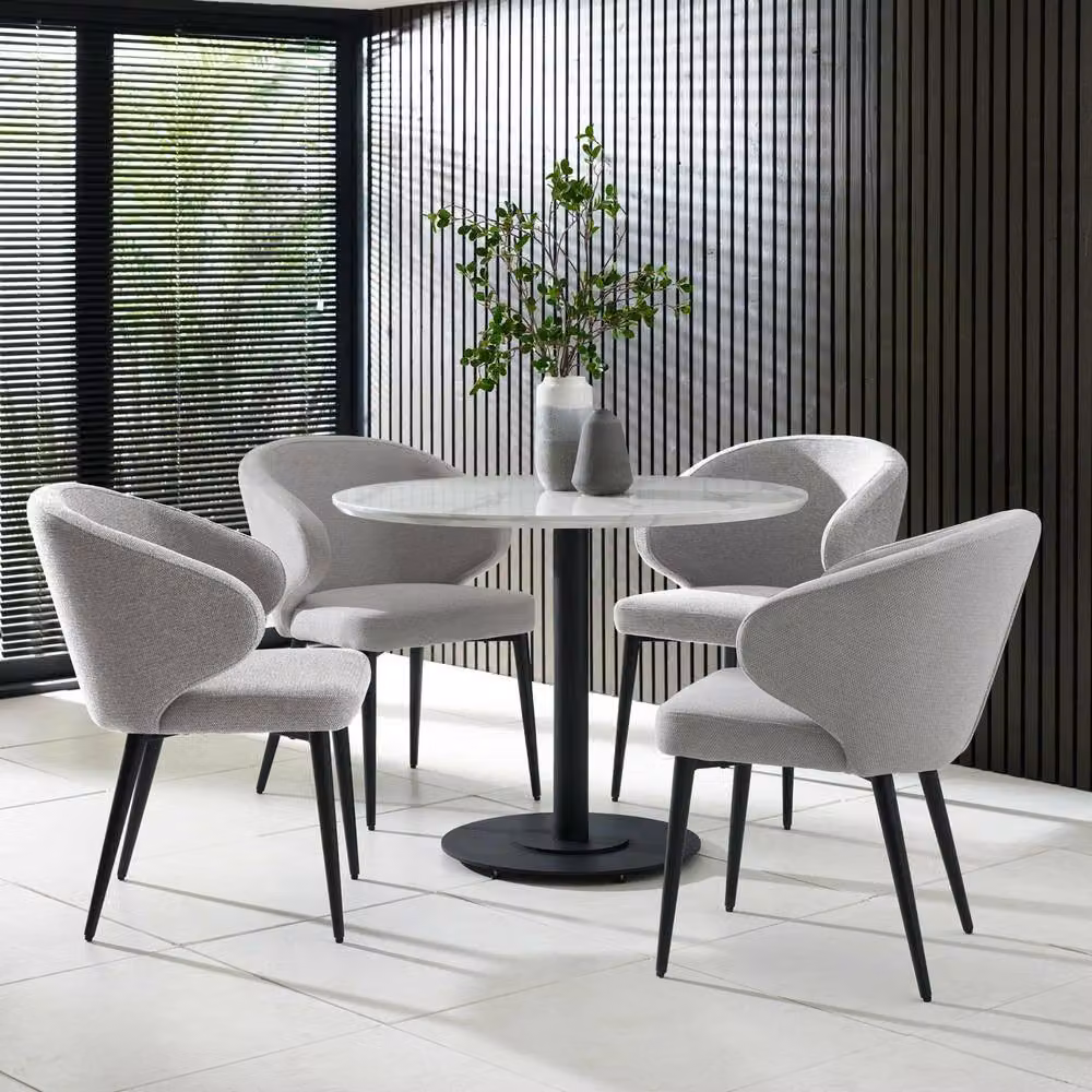 Cheshire Ainsworth Set of 2 Modern Grey Fabric Upholstered Dining Chairs with Armrests – 3