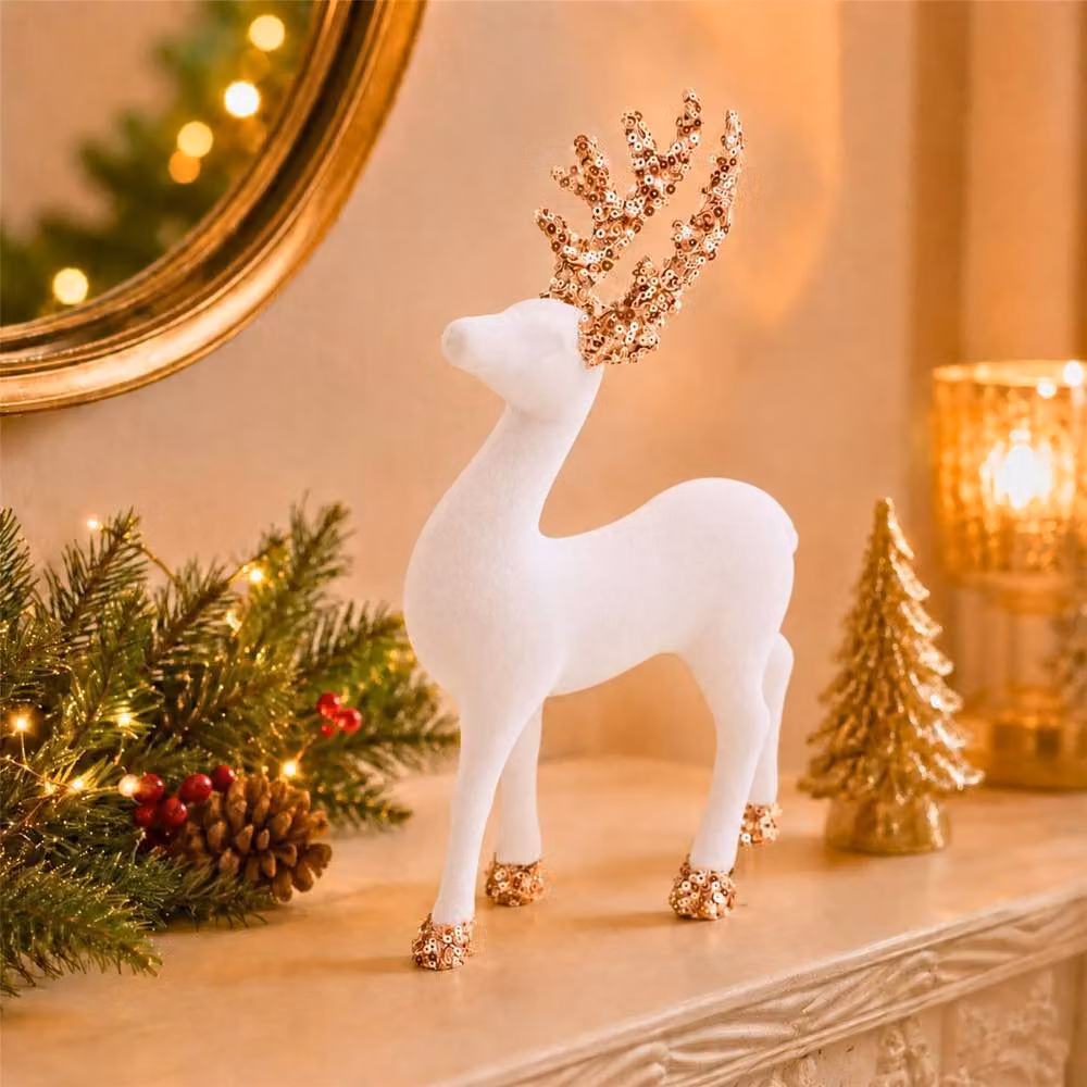 Shatchi White Christmas Reindeer Figurine, Height: 23 cm – 2