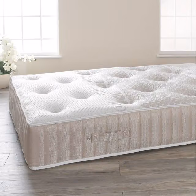 Comfy Living Hybrid Pocket Sprung 3500 Mattress with Memory Foam and Wool, Beige, W: 140 cm, L: 200 cm