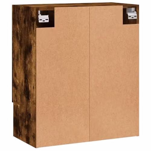 vidaXL Modern Wall Cabinet in Brown MDF with Hinged Doors and Open Shelf, W: 60 cm, D: 31 cm, H: 70 cm – 6