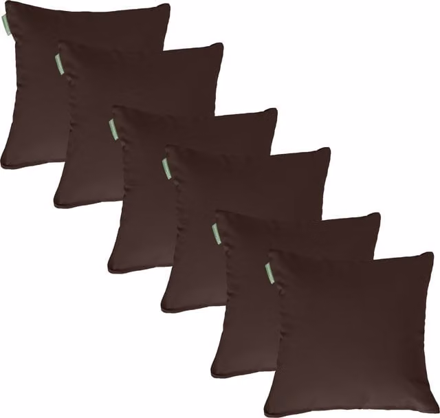 Gardenista Set of 6 Brown Square Outdoor Scatter Cushions for Garden Patio Furniture