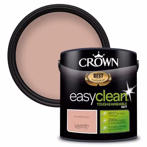 Crown EASYCLEAN Matt Emulsion Wall Paint, Pink, 2.5L