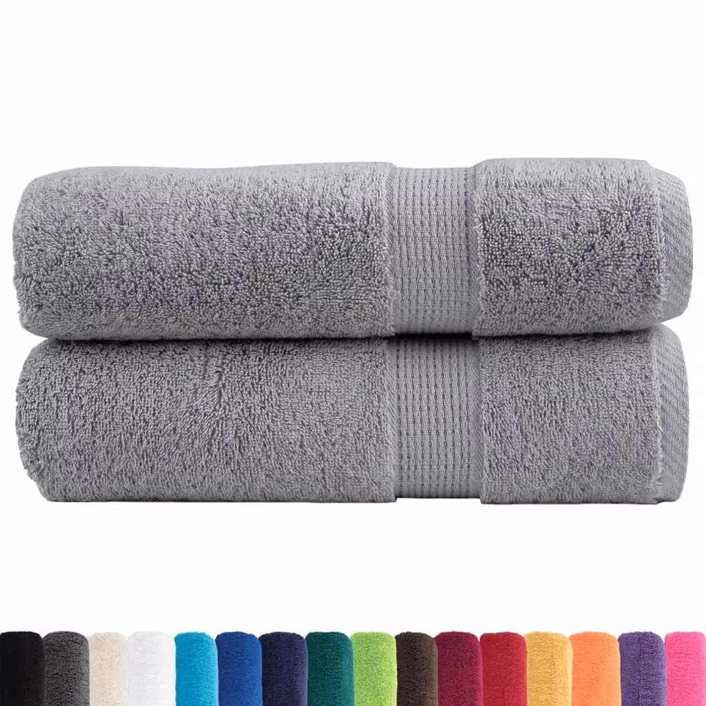 Berkfield Home SOLUND Premium Cotton Terry Hand Towels, Grey, 2 Pack, W: 50 cm x L: 100 cm, 600gsm – 2