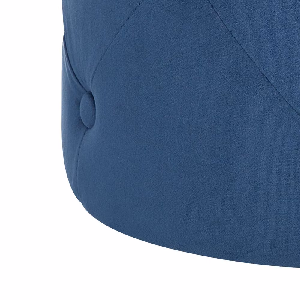 Wyld and Coco Chesterfield Round Tufted Velvet Pouffe in Blue – 3