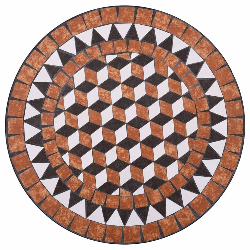 Berkfield Home Mosaic Bistro Table in Brown Ceramic and Metal, Diameter: 60 cm – 3