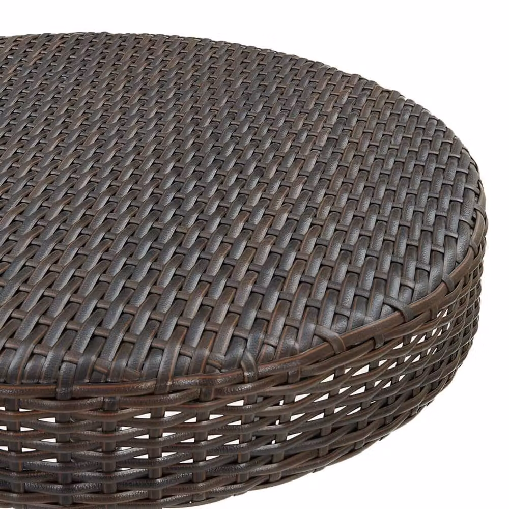 Berkfield Home Brown Poly Rattan Garden Table W: 106 cm, H: 75.5 cm – 3