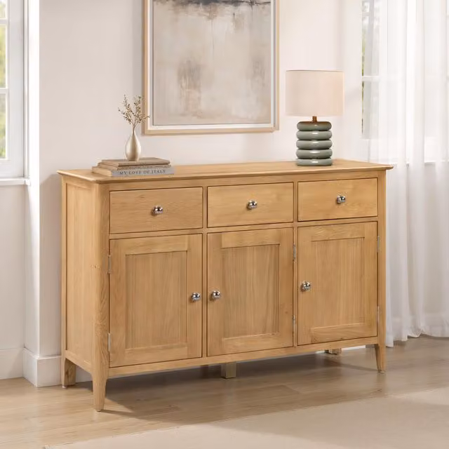 Julian Bowen Cotswold Oak 3 Door 3 Drawer Sideboard in Brown – 1