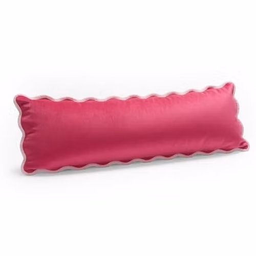 OHS Scallop Piped Edge Bolster Pillow for Maternity Support and Side Sleepers, Burgundy/Pink, W: 140 cm, H: 45 cm, D: 45 cm – 1