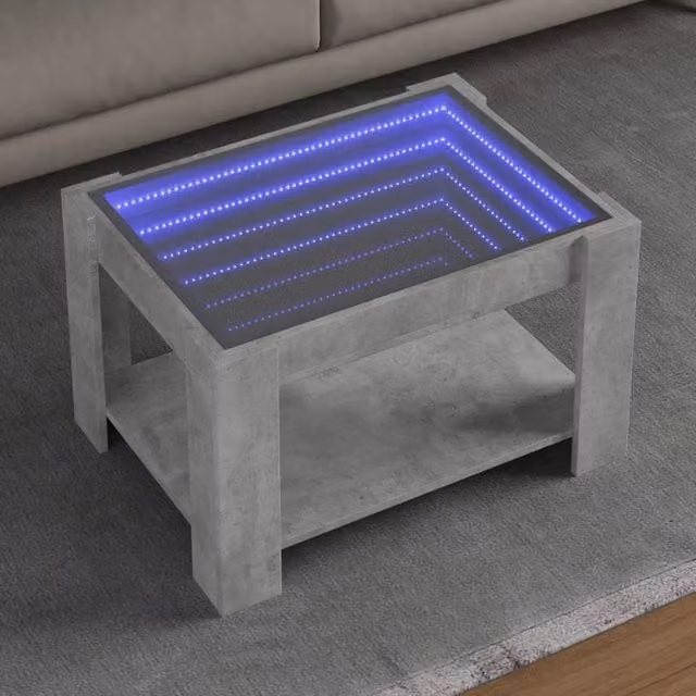 Berkfield Home LED Coffee Table in Concrete Grey, W: 73 cm, D: 53 cm, H: 45 cm