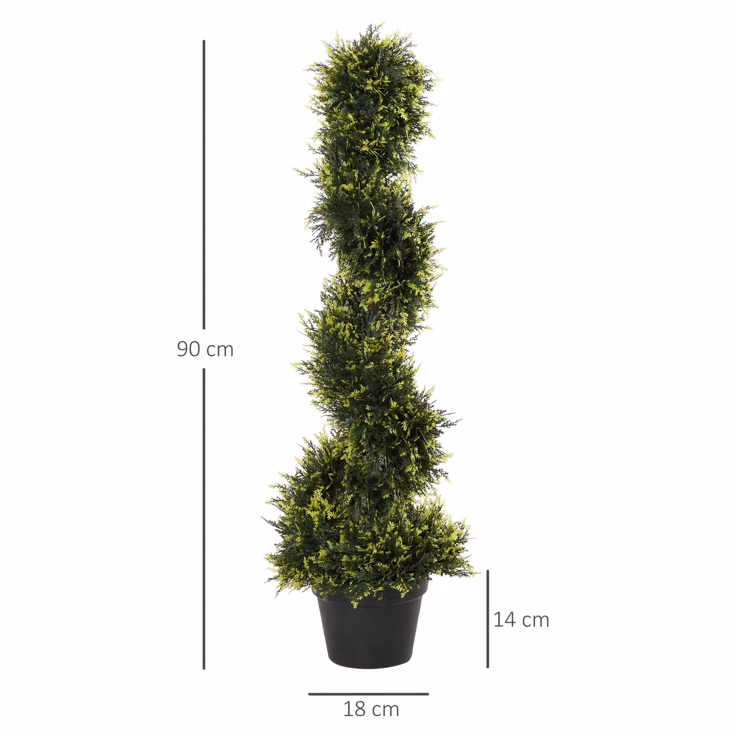 Outsunny Set of 2 Green Artificial Spiral Topiary Trees, Height: 90 cm – 3