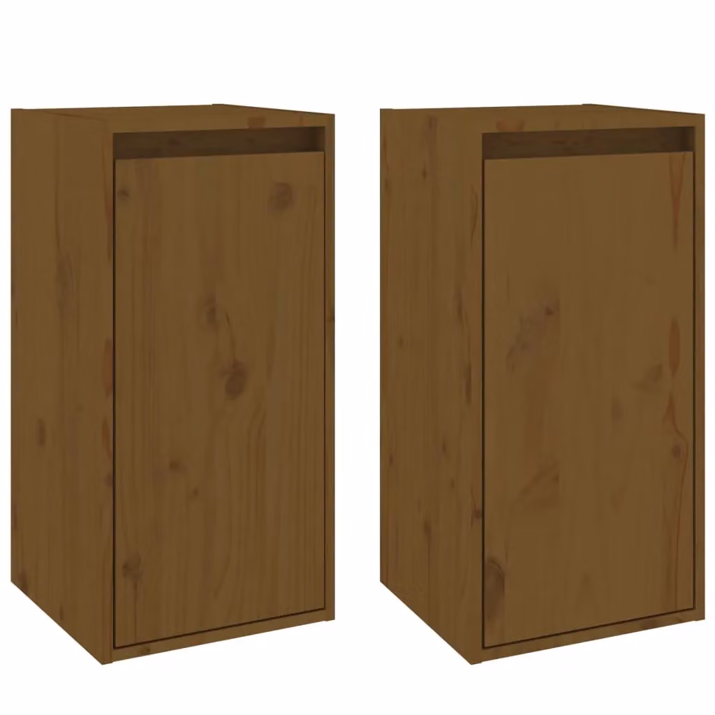 Berkfield Home Set of 2 Honey Brown Solid Wood Pine Wall Cabinets W/D/H: 30 x 30 x 60 cm – 2