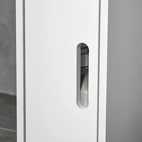 Kleankin Modern Freestanding White Bathroom Storage Cabinet with Open Shelves and 3 Cupboards, H 120 x W 60 x D 30 cm – 5