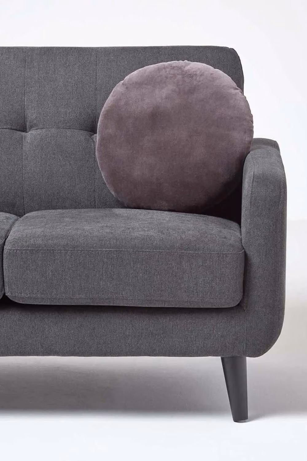 Homescapes Round Cotton Velvet Cushion in Grey, Diameter: 40 cm – 3