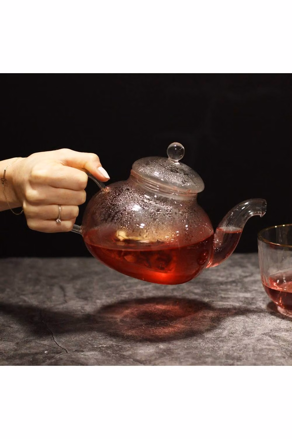 KDMD Round Pearl Glass Infuser Teapot, 800ml, Transparent – 2