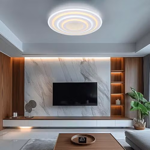 Globo Lighting Smart LED Ceiling Light with 3D Effect, Dimmable Remote Control and Night Light, White, Diameter: 70 cm – 4