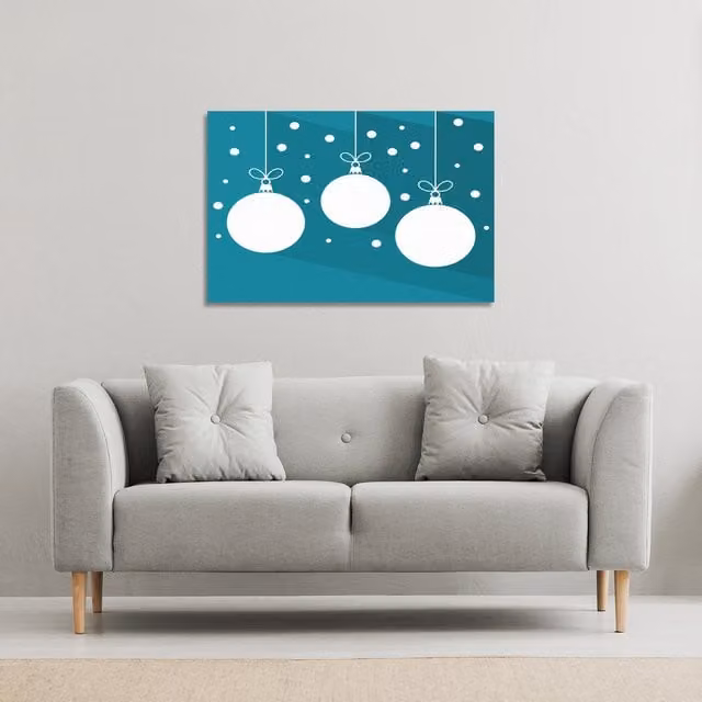 Benjamin Tate Design LTD Green Christmas Baubles Gallery Canvas in Blue, W: 61 cm, H: 41 cm
