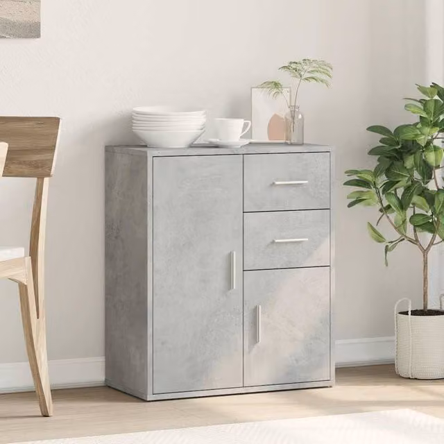 Berkfield Home Sideboard in Concrete Grey, W/D/H: 60 x 31 x 70 cm