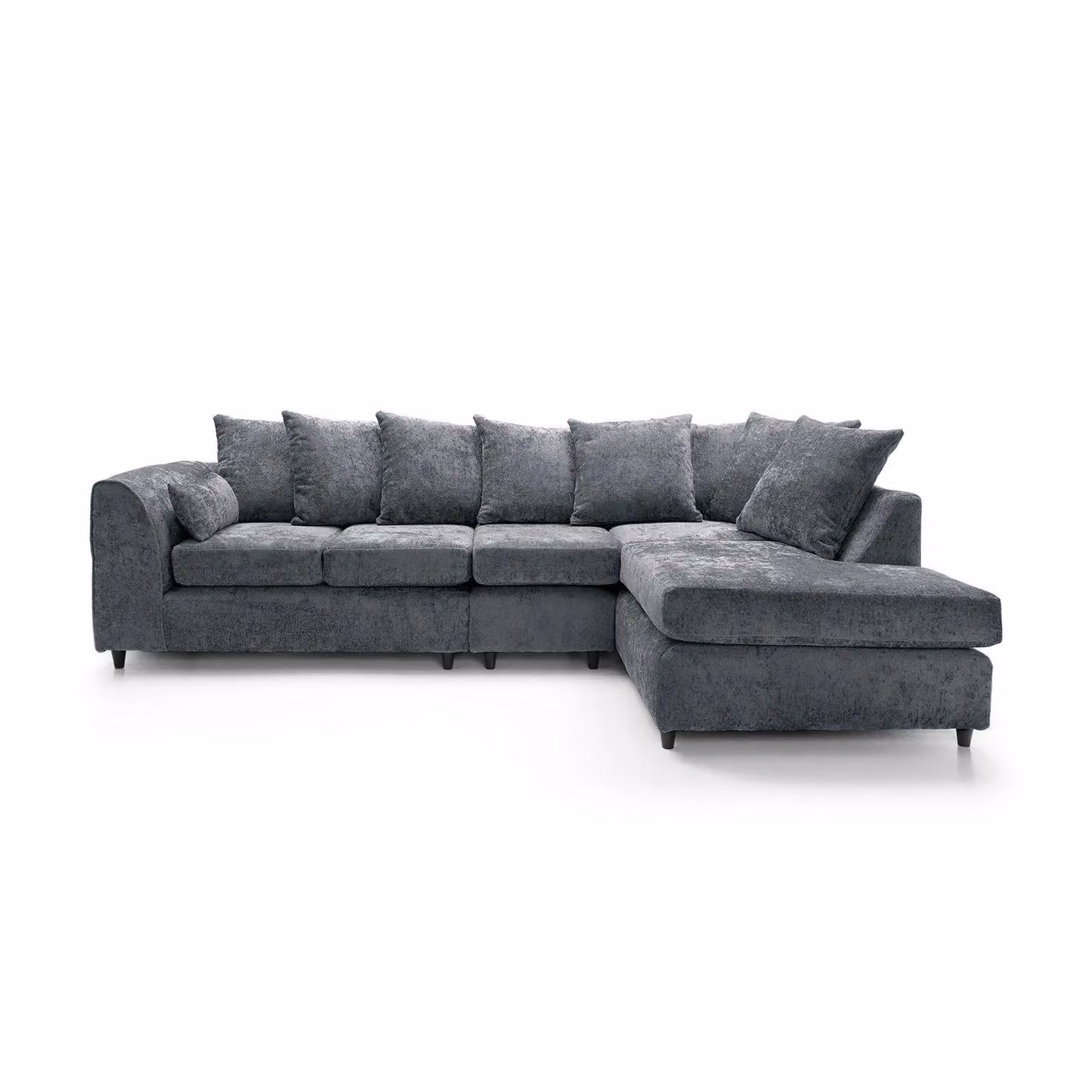Abakus Direct Harriet Large Right Facing Corner Sofa in Dark Grey Crushed Chenille Fabric – 2