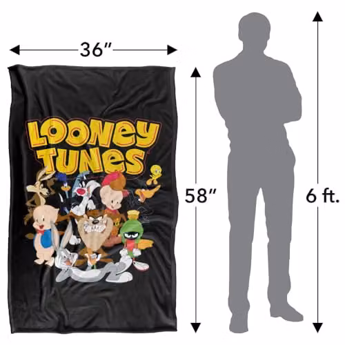 LOGOVISION Looney Tunes Group Under Logo Super Soft Silky Touch Fleece Throw Blanket, Multicolour, W: 91 cm x D: 147 cm – 4