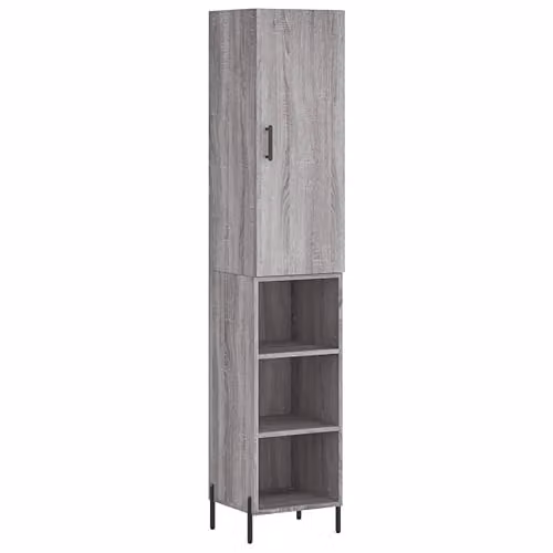 vidaXL Modern Grey Sonoma Highboard with Hinged Doors and Internal Shelves, W/D/H: 34.5 x 34 x 180 cm – 1