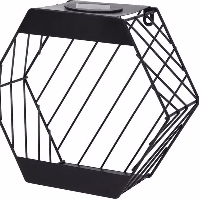 Jack Stonehouse Solar LED Garden Wall Planter Lantern in Black Metal