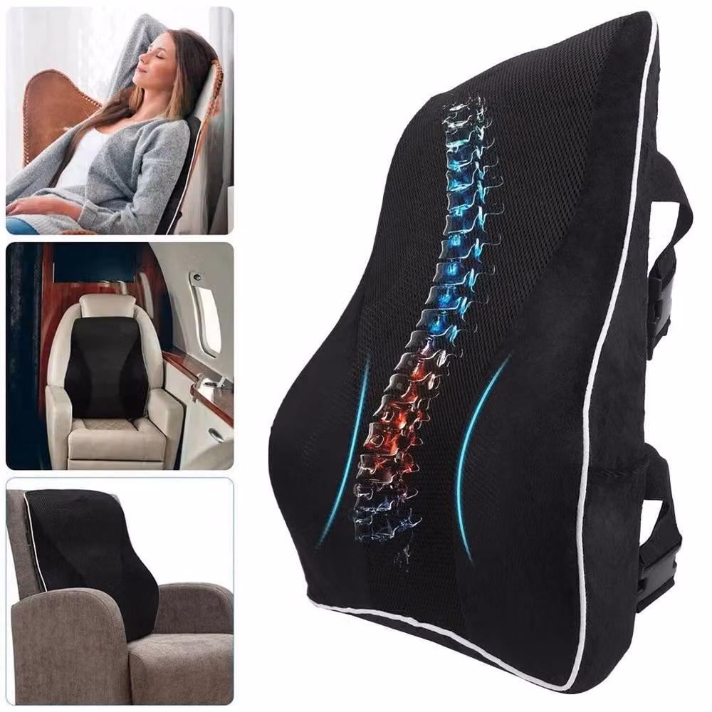 KORVIXA Memory Foam Back Support Cushion in Black, Contoured Wedge Design, W: 120 cm, D: 150 cm – 3