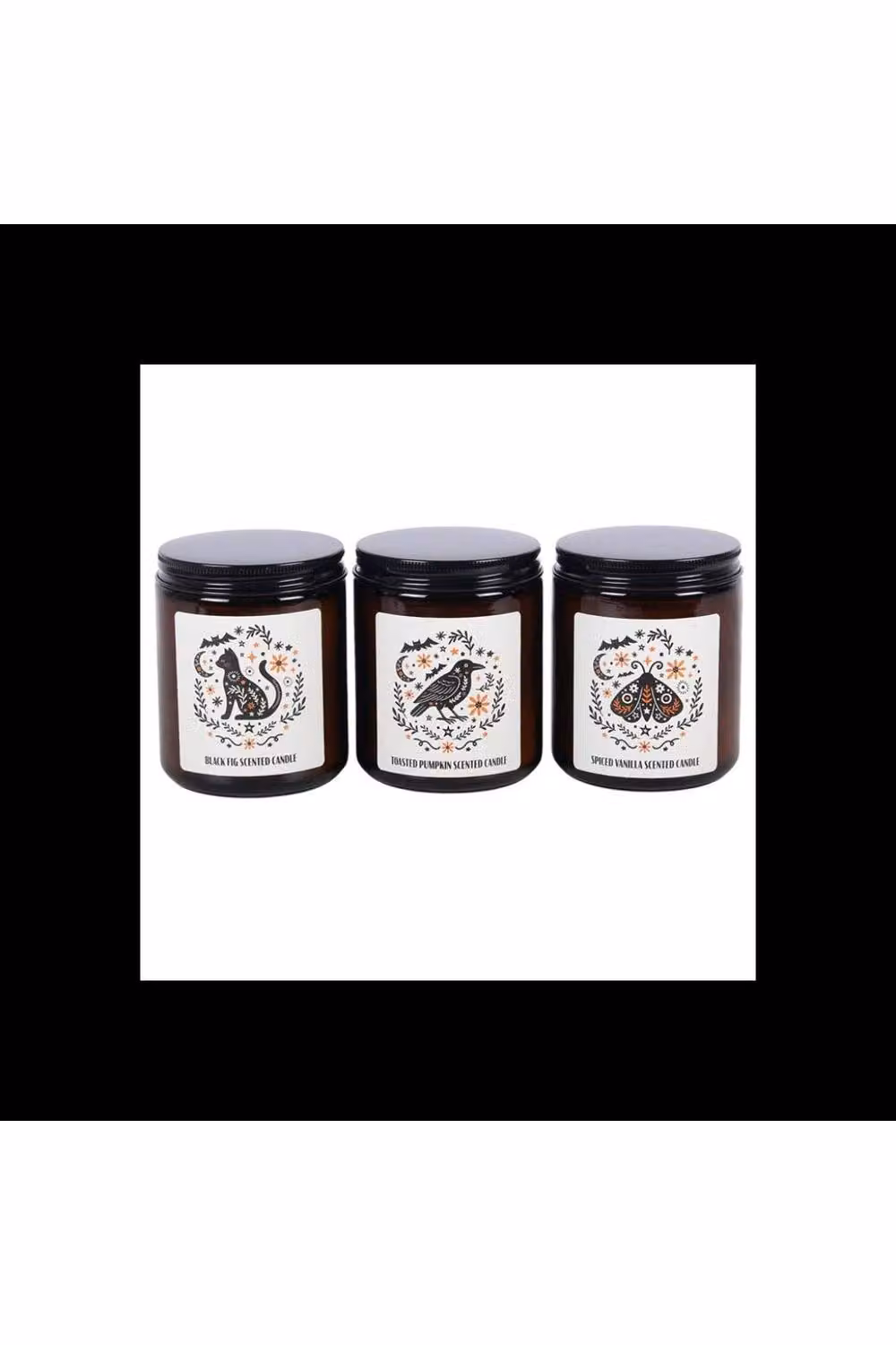 KDMD Set of 3 Autumn Folk Scented Candles in Brown Amber Glass Jars – 2