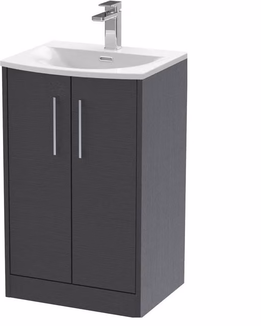 Balterley Winshill 2 Door Freestanding Bathroom Vanity Unit in Matt Grey Woodgrain, W: 50 cm, H: 80.3 cm