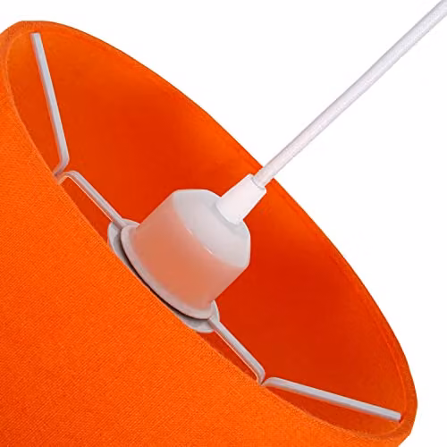 Happy Homewares Orange and White Linen Fabric Drum Lampshade for Table or Pendant Lights, Diameter: 30 cm – 2