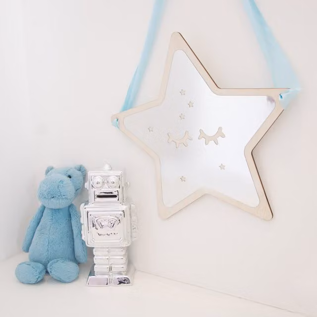 CARME Shatterproof Acrylic Star Wall Mirror in Silver, Diameter: 33.5 cm