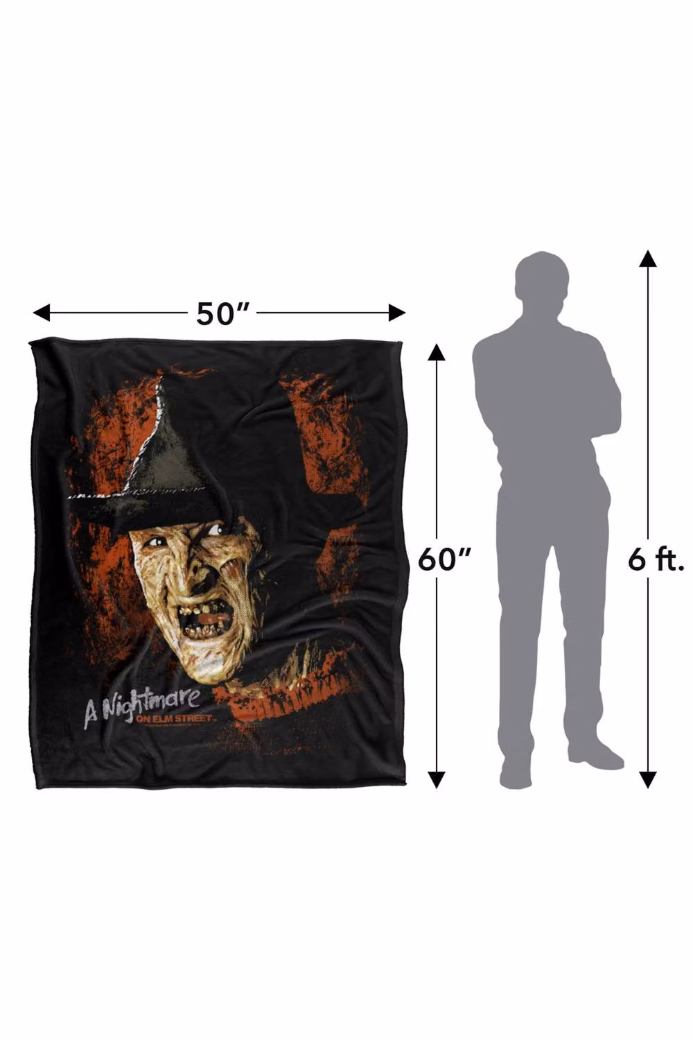 Warner Bros. Nightmare On Elm Street Worst Nightmare Super Soft Silky Touch Throw Blanket, Large, Black and Multicolour – 3