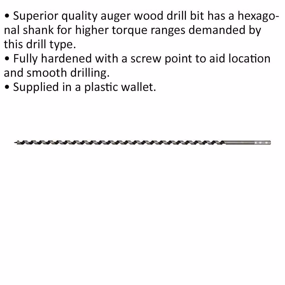 Loops Silver Hardened Auger Wood Drill Bit with Hexagonal Shank, Diameter: 10 mm, Length: 600 mm – 2
