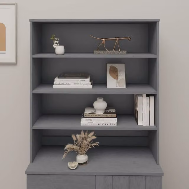 Berkfield Home HAMAR Highboard Top in Dark Grey Solid Wood Pine, W/D/H: 90 x 30 x 100 cm – 1