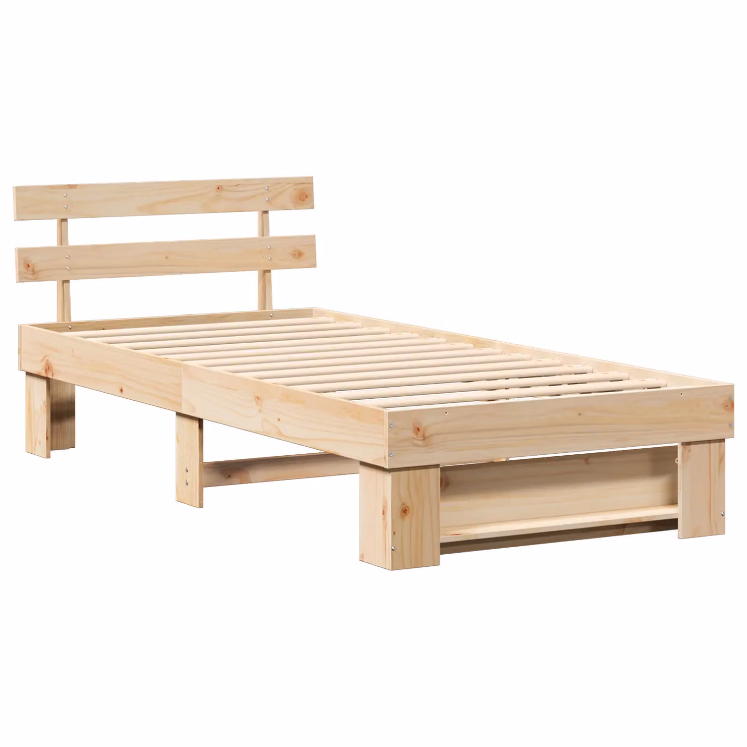 Berkfield Home Solid Pine Wood Bed Frame with Headboard in Brown, W/D/H: 90 x 190 x 35 cm – 2