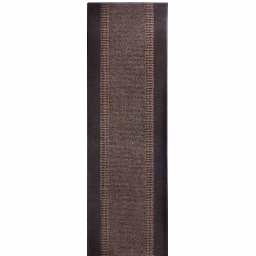 THE RUGS Designer Velours Band Brown Polypropylene Short Pile Runner, W: 80 cm, L: 250 cm – 3