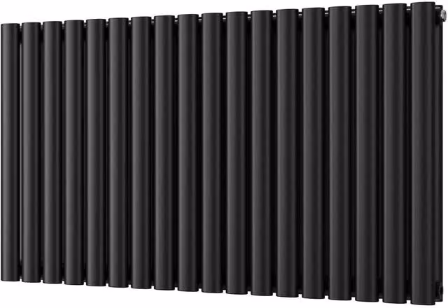 UK Radiators Omeara Black Elliptical Tube Horizontal Designer Radiator, W: 104.4 cm, H: 60 cm