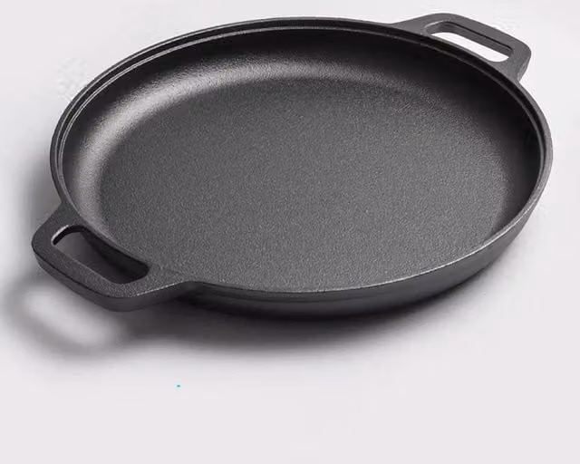 PAWNORA Black Uncoated Cast Iron Griddle Frying Pan W: 40.5 cm, D: 33 cm, H: 4 cm