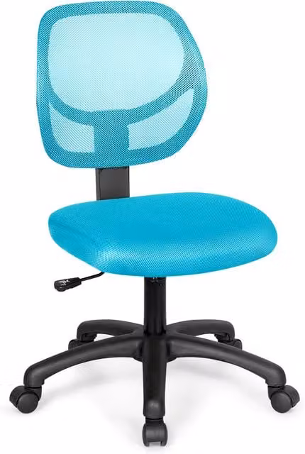 Costway Modern Armless Task Chair in Turquoise with 360 Degree Swivel and Castors