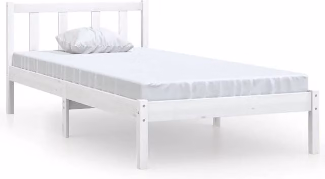Berkfield Home Single Bed Frame in White Solid Pine Wood, W: 90 cm, L: 190 cm