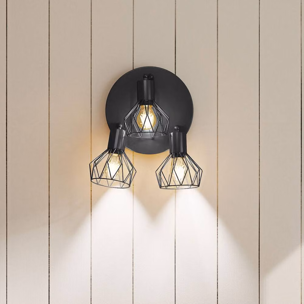 Emitto 3-Way Adjustable Metal Ceiling Spotlight in Black with E14 Fitting – 2