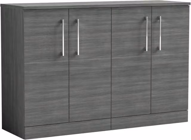 Balterley Level 4 Door Floor Standing Bathroom Unit with Anthracite Woodgrain Worktop in Grey, Width: 120 cm